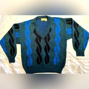 Vintage Sears Sweater The Mens Store Medium Colorful EUC Geometric Made In Italy